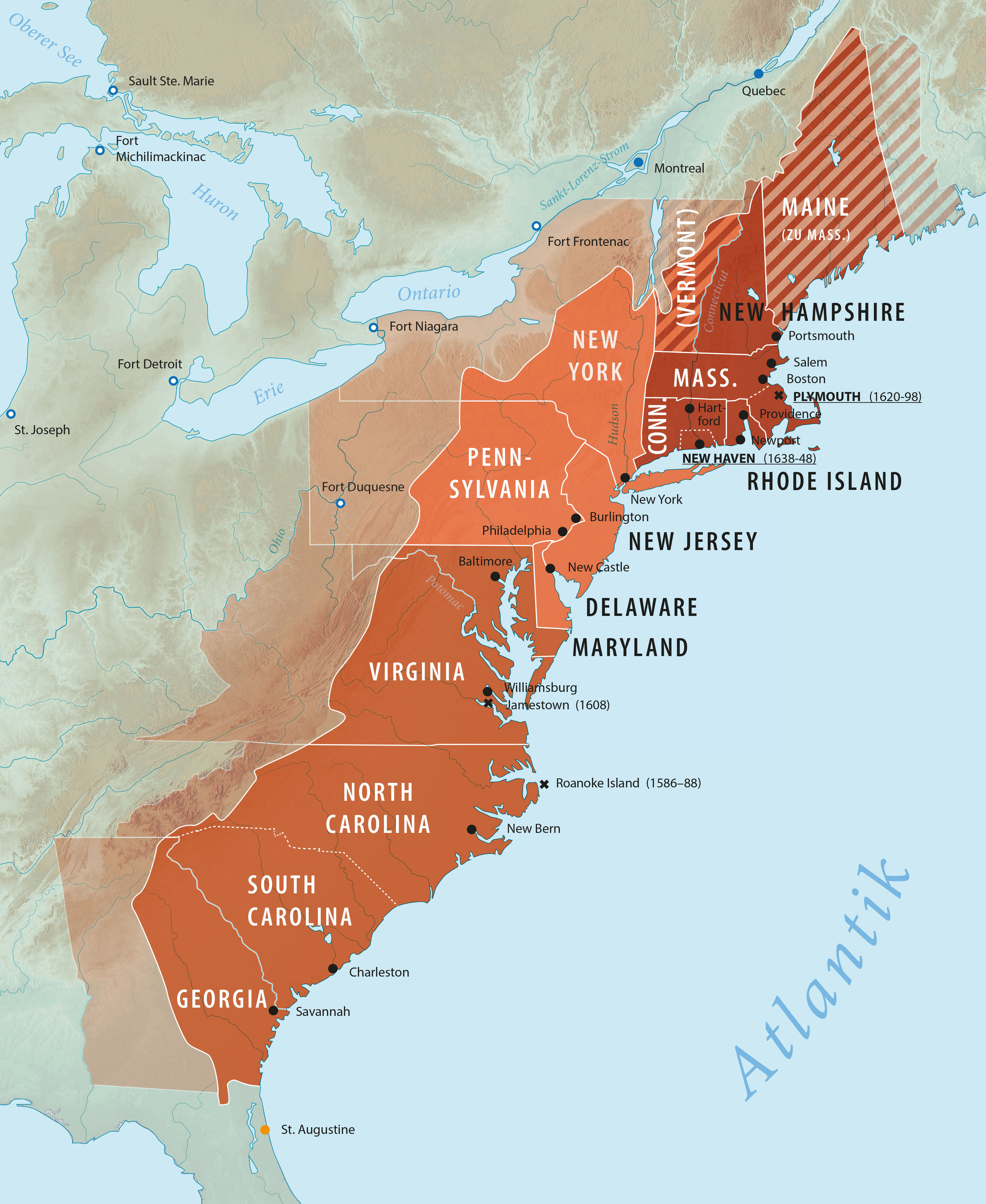 Thirteen Colonies Map